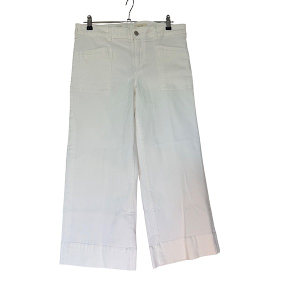 Pilcro and the Letterpress Denim - Pilcro and the Letterpress White Wide Leg Crop Jeans Patch Pocket Womens 31 EUC